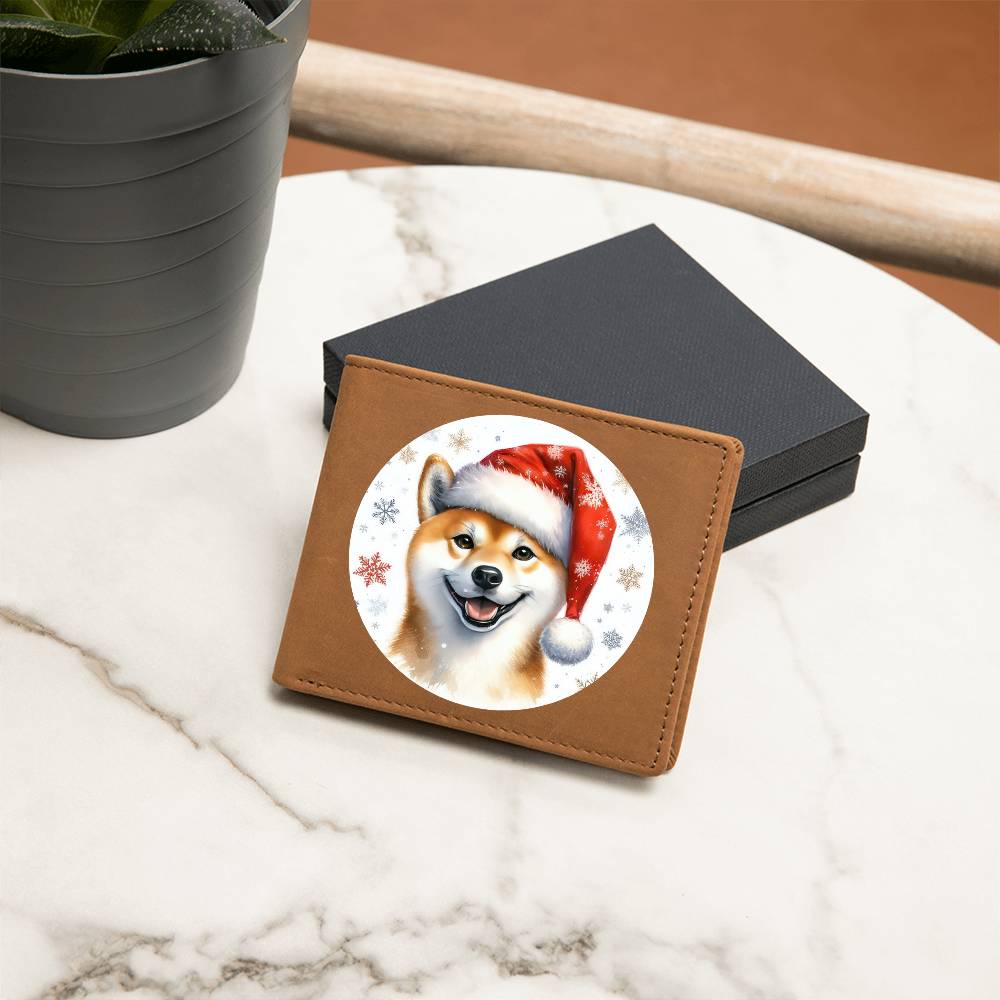 Christmas Dog - Shiba Inu - Leather Wallet