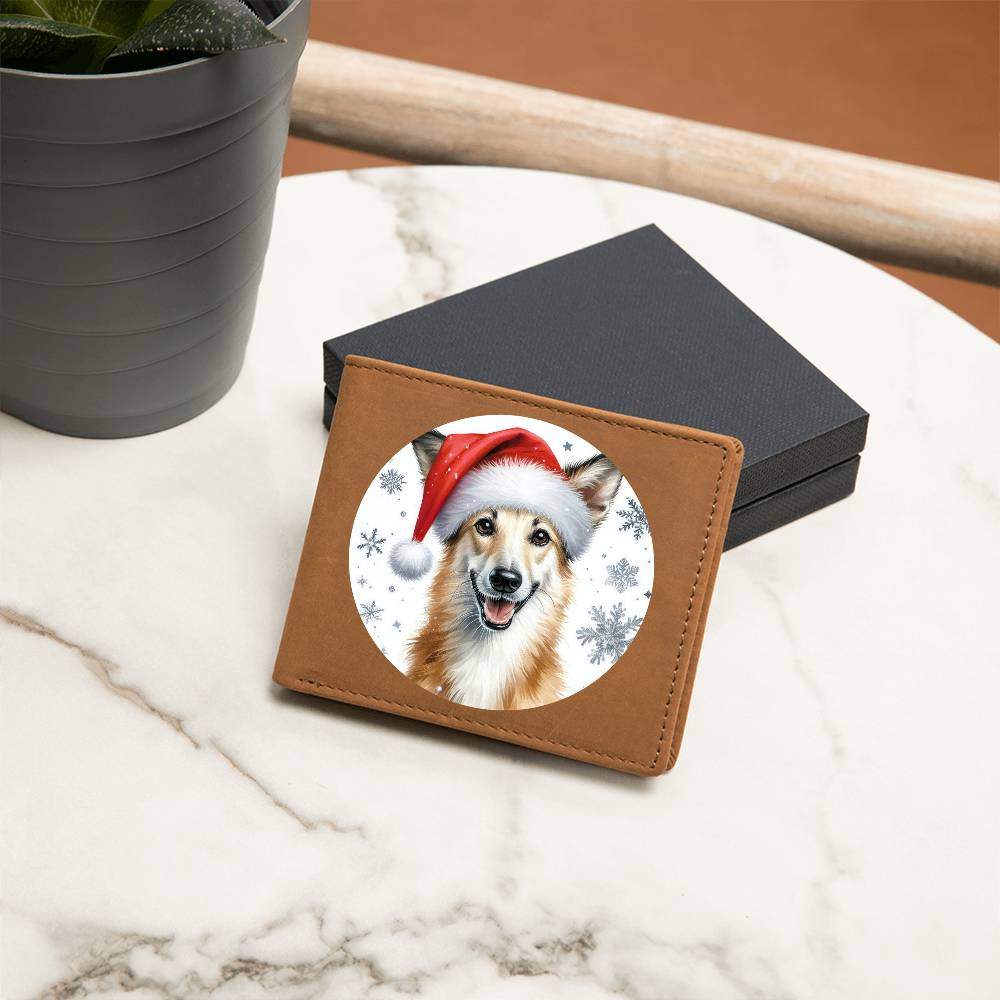 Christmas Dog - Portuguese Podengo Pequeno - Leather Wallet
