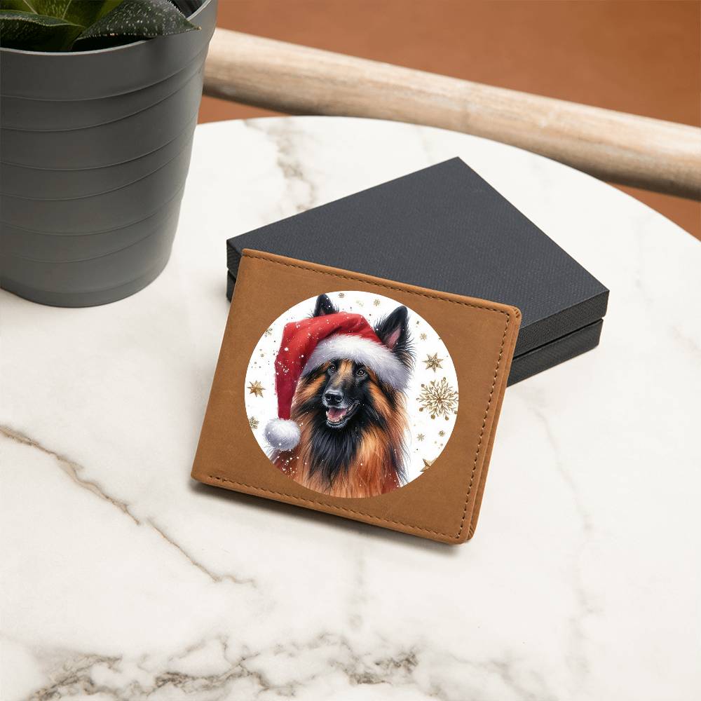 Christmas Dog - Belgian Tervuren - Leather Wallet