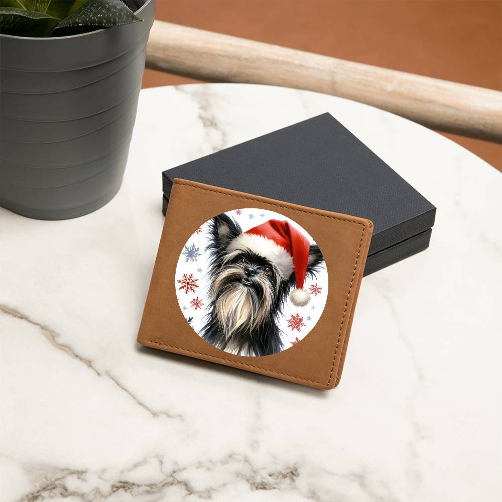 Christmas Dog - Affenpinscher - Leather Wallet