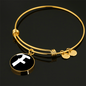 Initial F v3b - 18k Gold Finished Bangle Bracelet