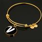 Initial V v3b - 18k Gold Finished Bangle Bracelet
