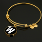 Initial W v3b - 18k Gold Finished Bangle Bracelet