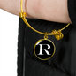 Initial R v3a - 18k Gold Finished Bangle Bracelet