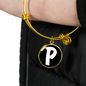 Initial P v3b - 18k Gold Finished Bangle Bracelet