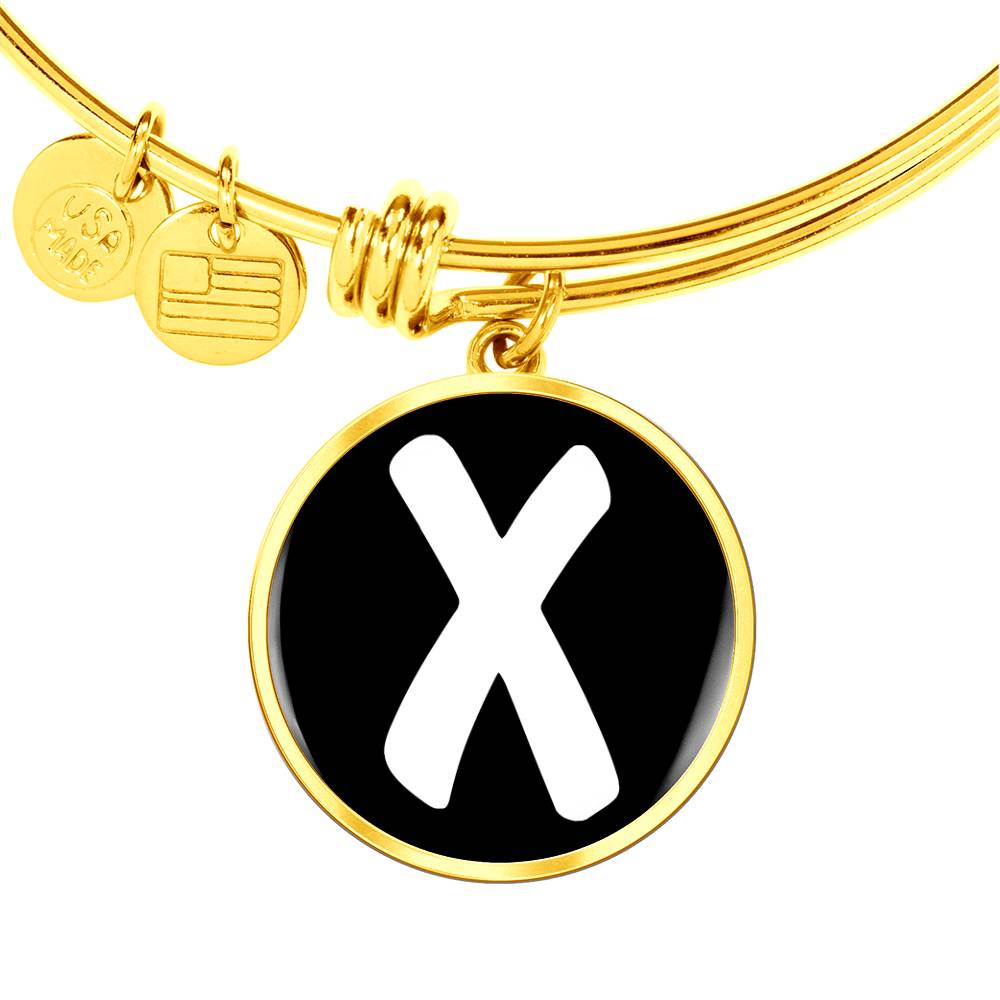 Initial X v3b - 18k Gold Finished Bangle Bracelet