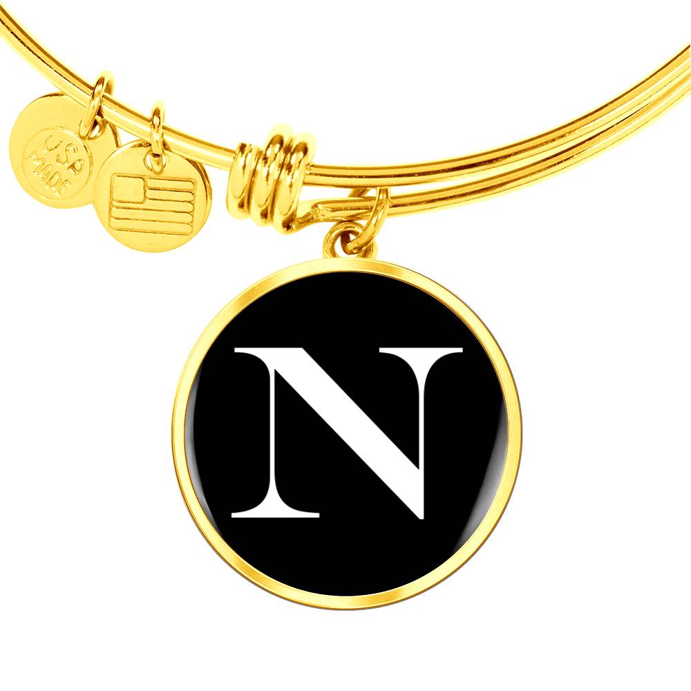 Initial N v3a - 18k Gold Finished Bangle Bracelet