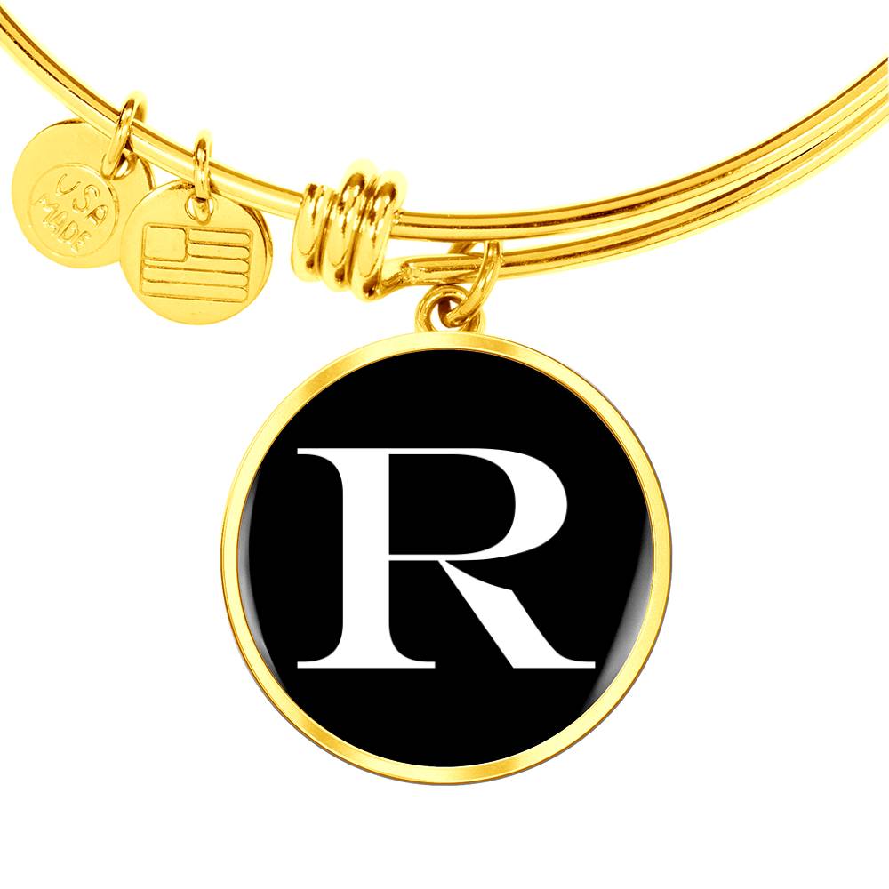 Initial R v3a - 18k Gold Finished Bangle Bracelet