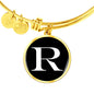 Initial R v3a - 18k Gold Finished Bangle Bracelet
