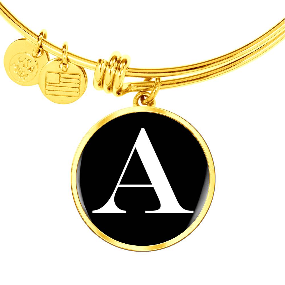 Initial A v3a - 18k Gold Finished Bangle Bracelet