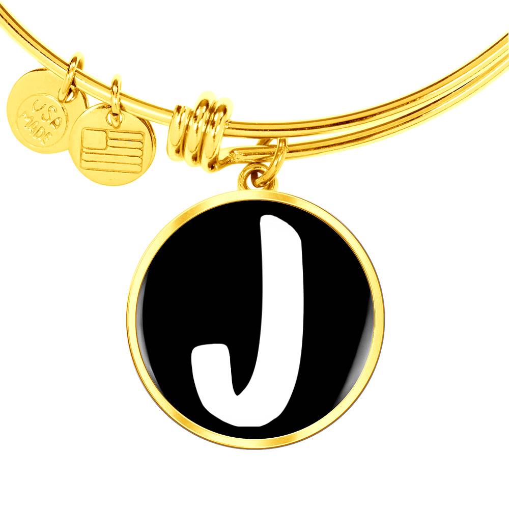 Initial J v3b - 18k Gold Finished Bangle Bracelet