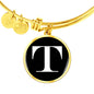 Initial T v3a - 18k Gold Finished Bangle Bracelet
