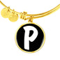 Initial P v3b - 18k Gold Finished Bangle Bracelet