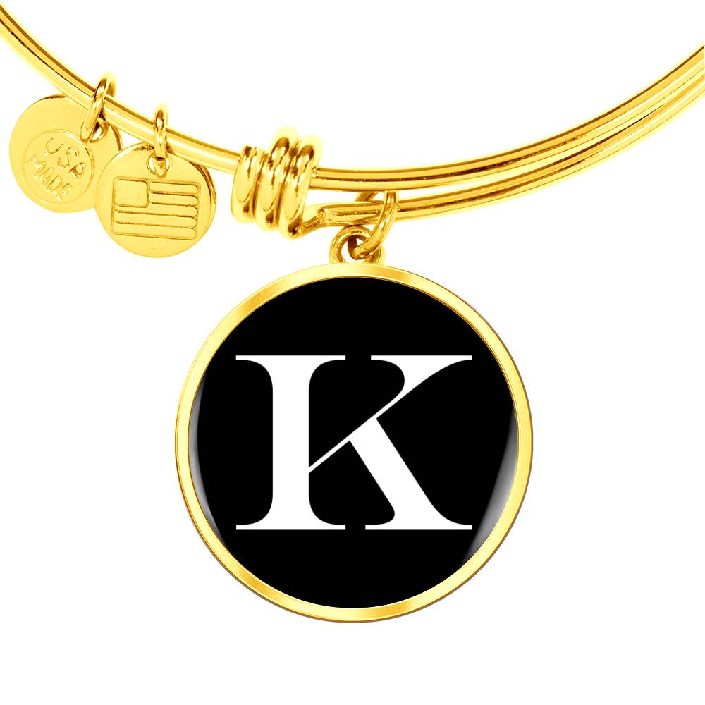 Initial K v3a - 18k Gold Finished Bangle Bracelet