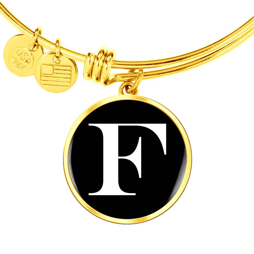 Initial F v3a - 18k Gold Finished Bangle Bracelet