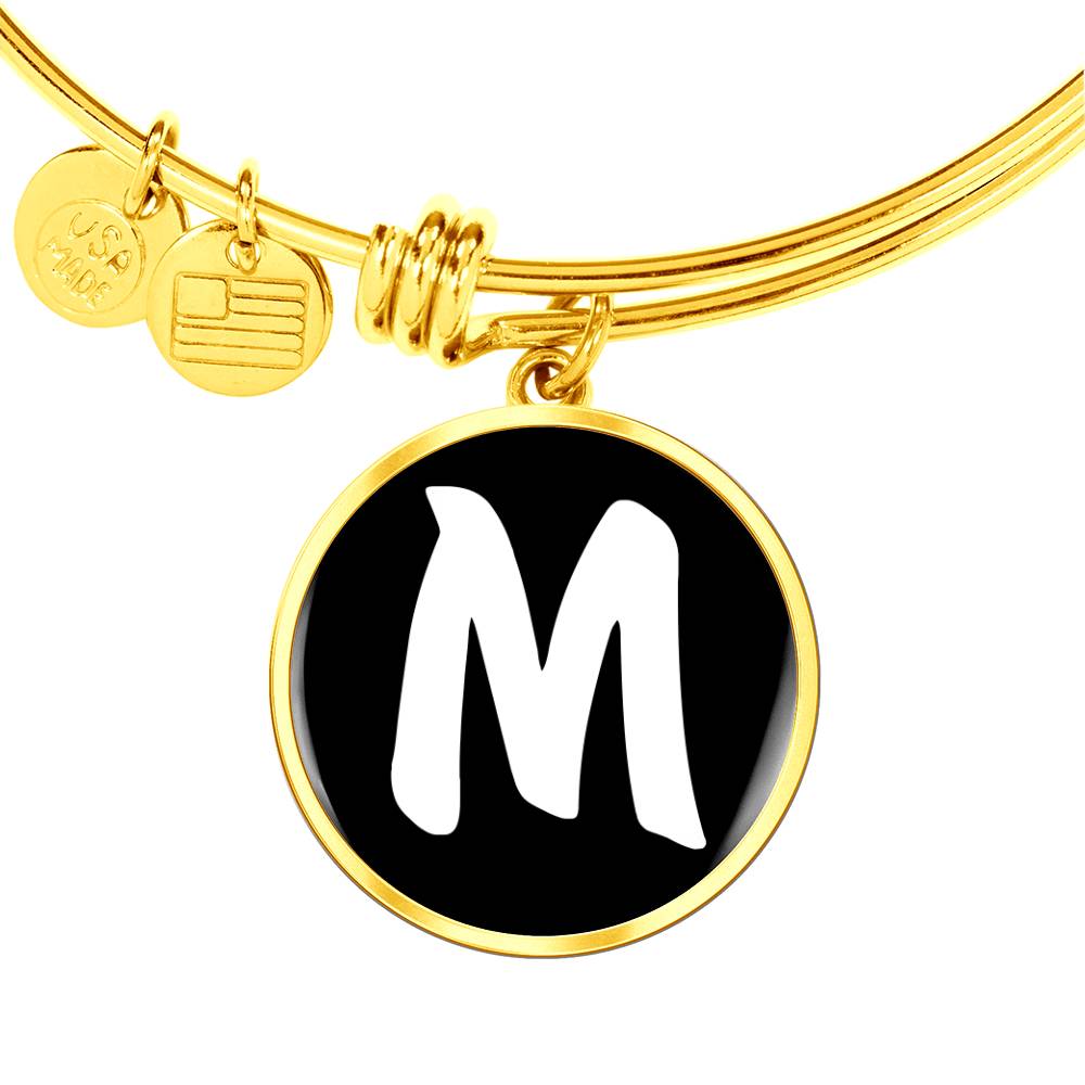 Initial M v3b - 18k Gold Finished Bangle Bracelet