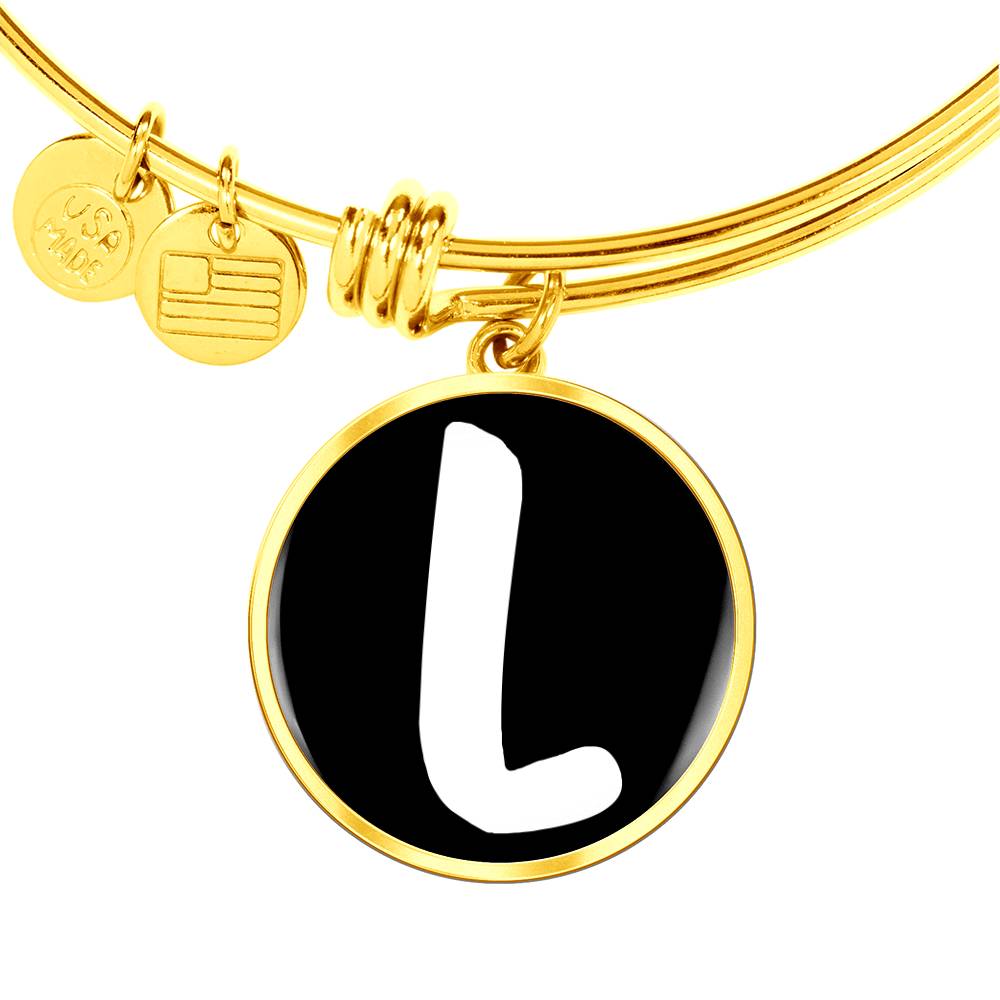 Initial L v3b - 18k Gold Finished Bangle Bracelet