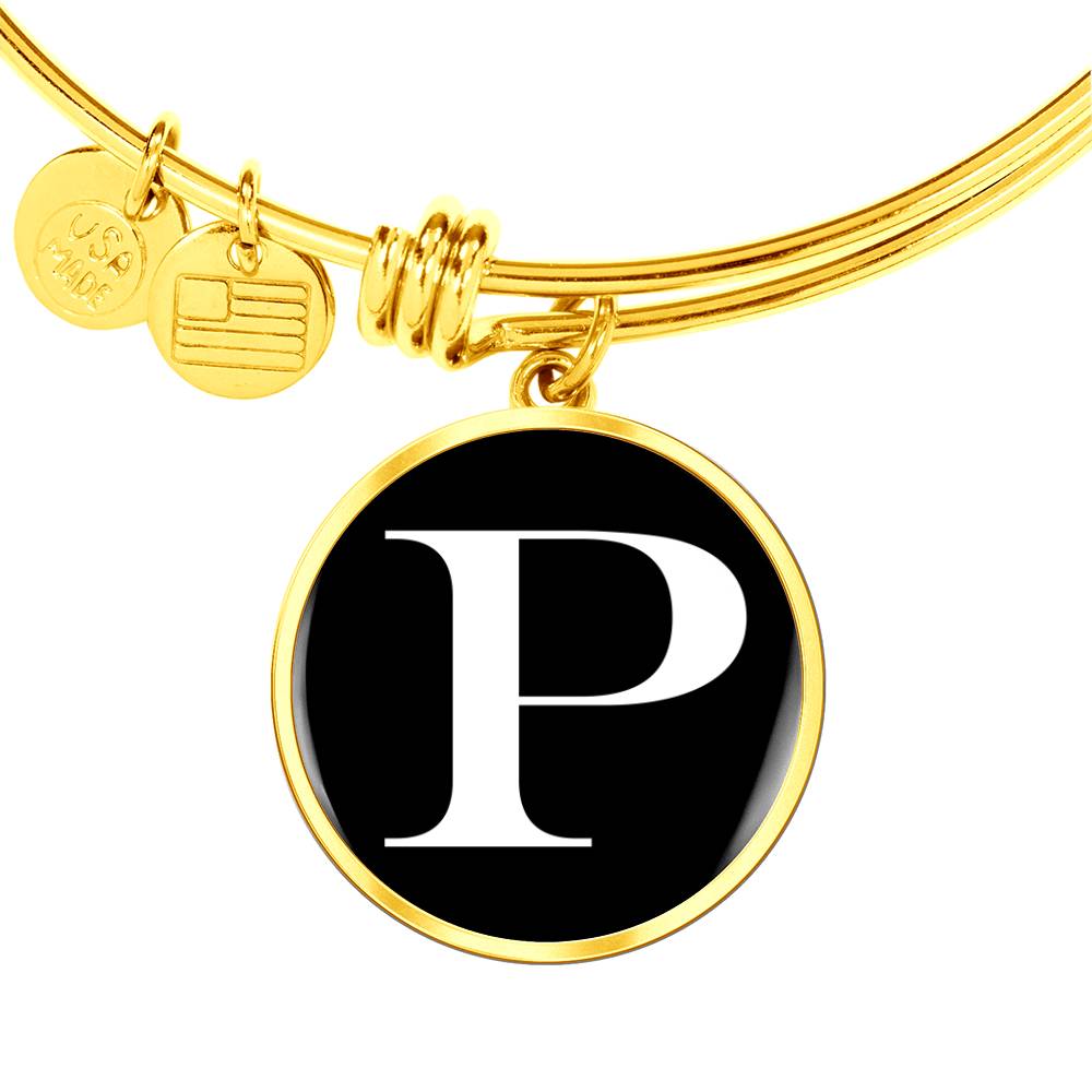 Initial P v3a - 18k Gold Finished Bangle Bracelet
