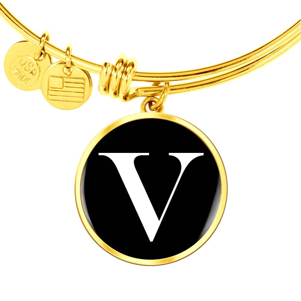 Initial V v3a - 18k Gold Finished Bangle Bracelet