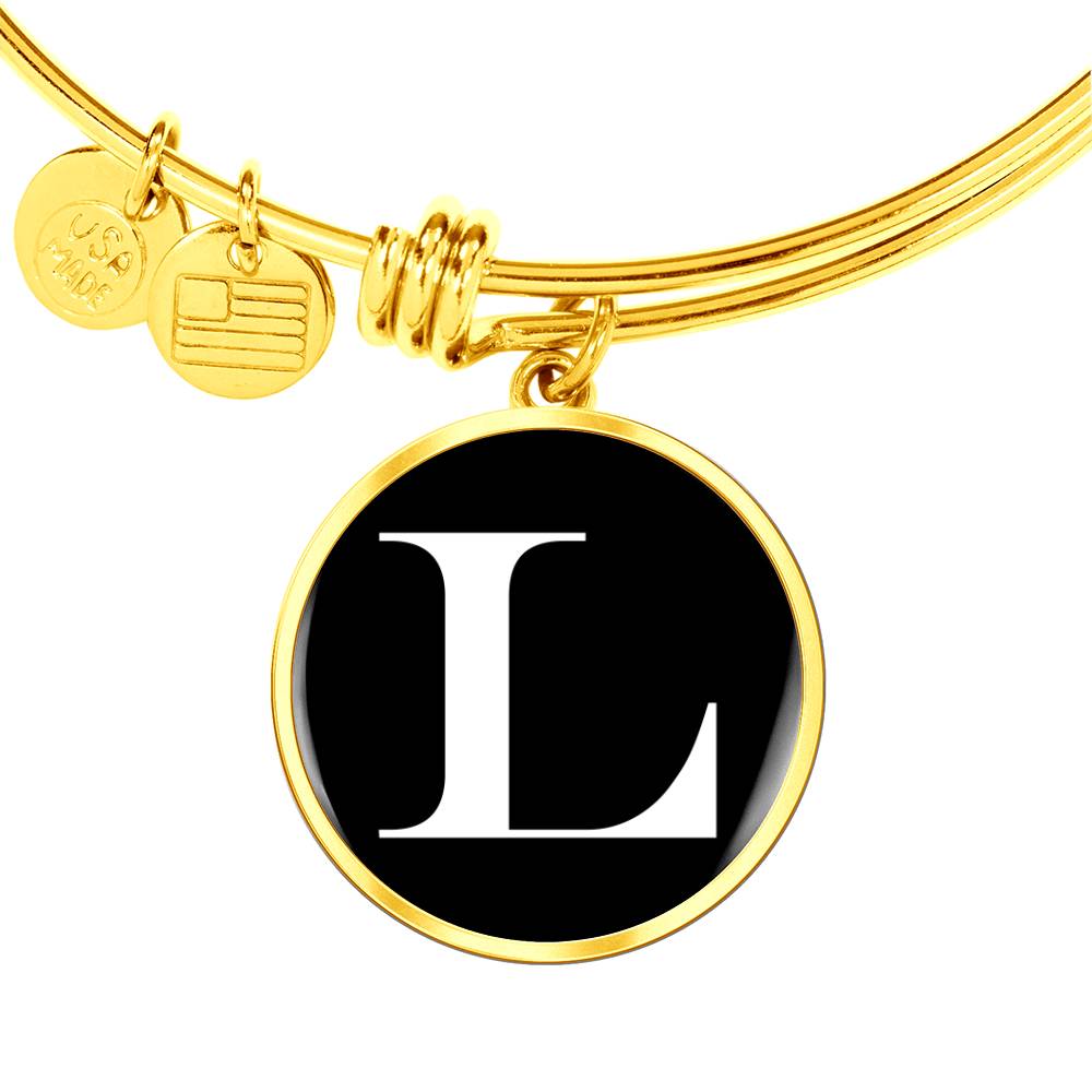 Initial L v3a - 18k Gold Finished Bangle Bracelet