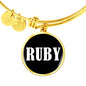 Ruby v01w - 18k Gold Finished Bangle Bracelet