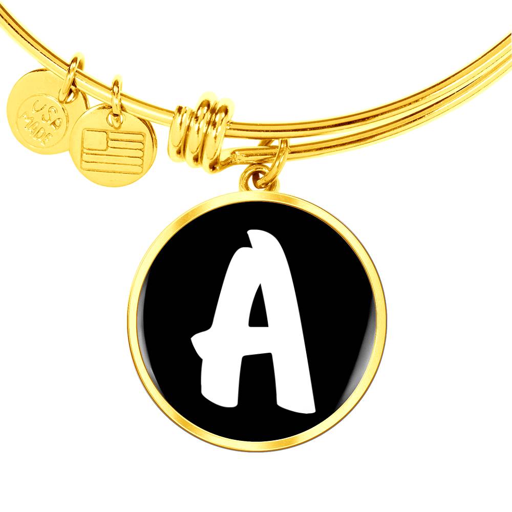 Initial A v3b - 18k Gold Finished Bangle Bracelet