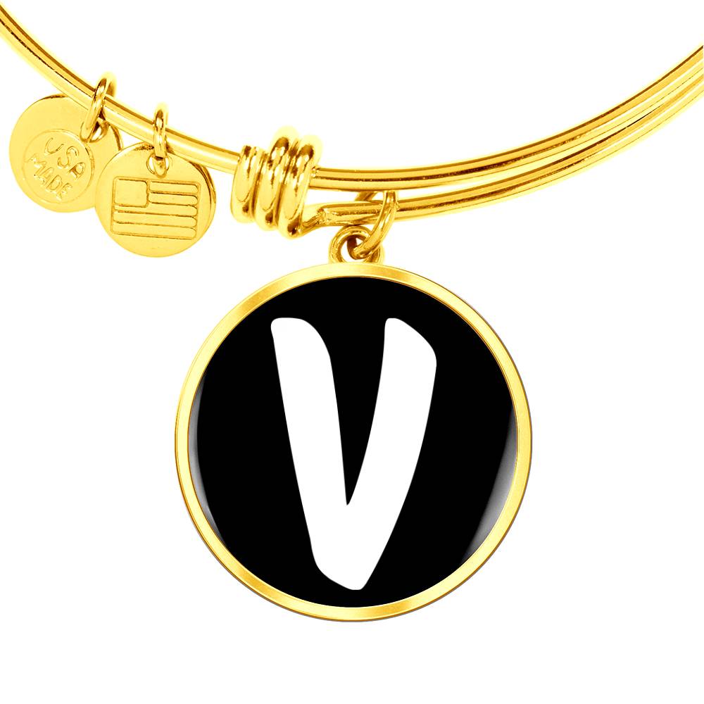 Initial V v3b - 18k Gold Finished Bangle Bracelet