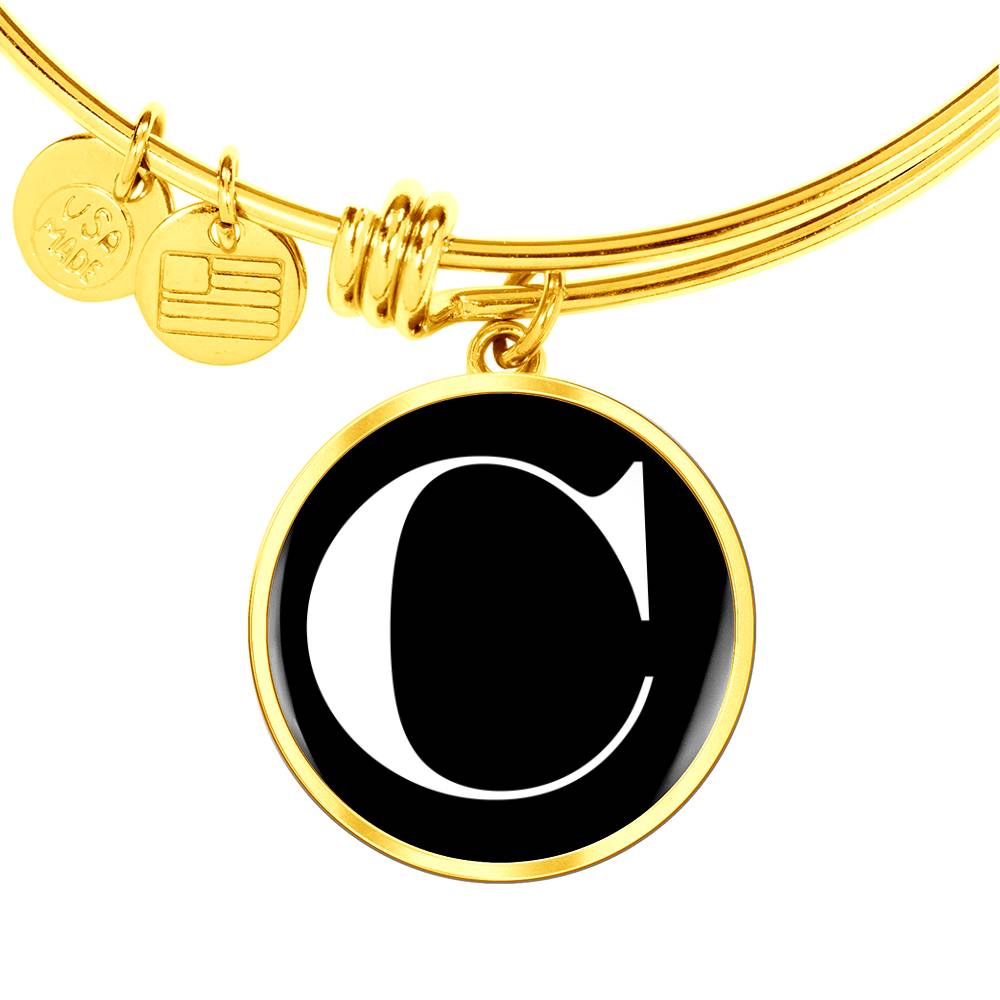 Initial C v3a - 18k Gold Finished Bangle Bracelet