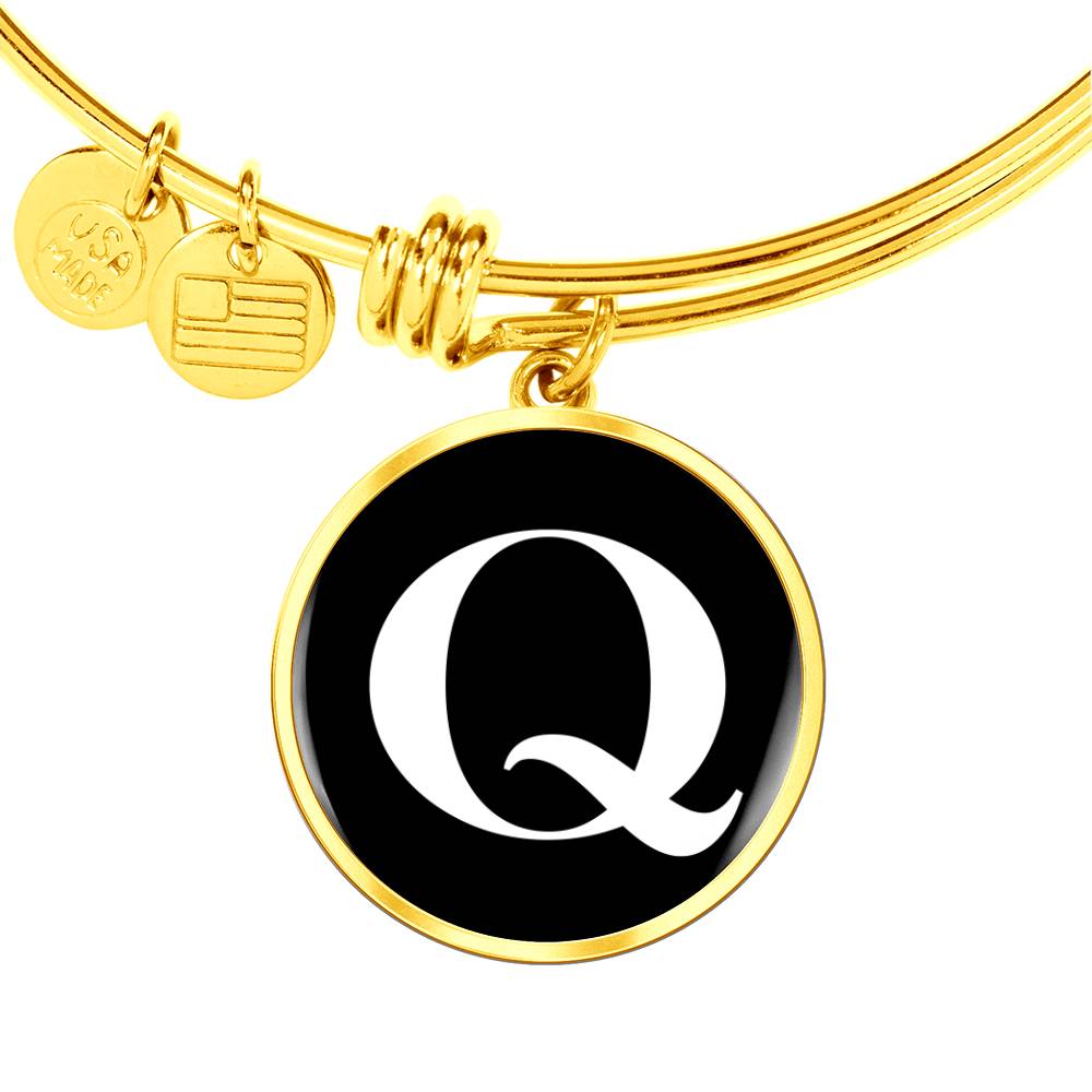 Initial Q v3a - 18k Gold Finished Bangle Bracelet