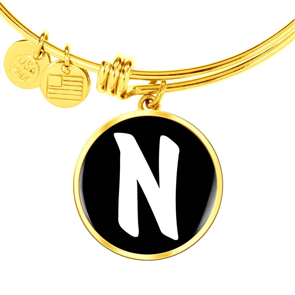 Initial N v3b - 18k Gold Finished Bangle Bracelet