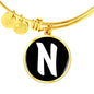 Initial N v3b - 18k Gold Finished Bangle Bracelet