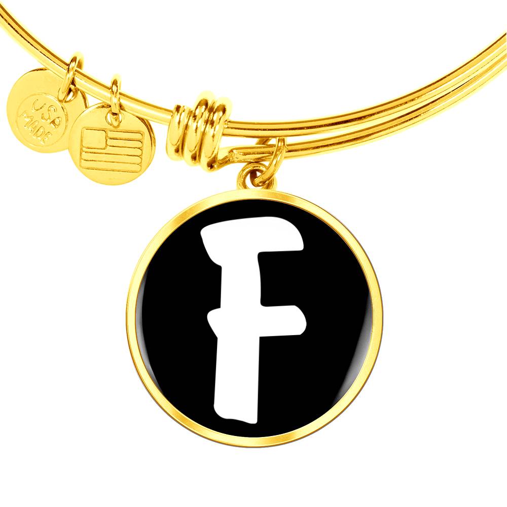Initial F v3b - 18k Gold Finished Bangle Bracelet