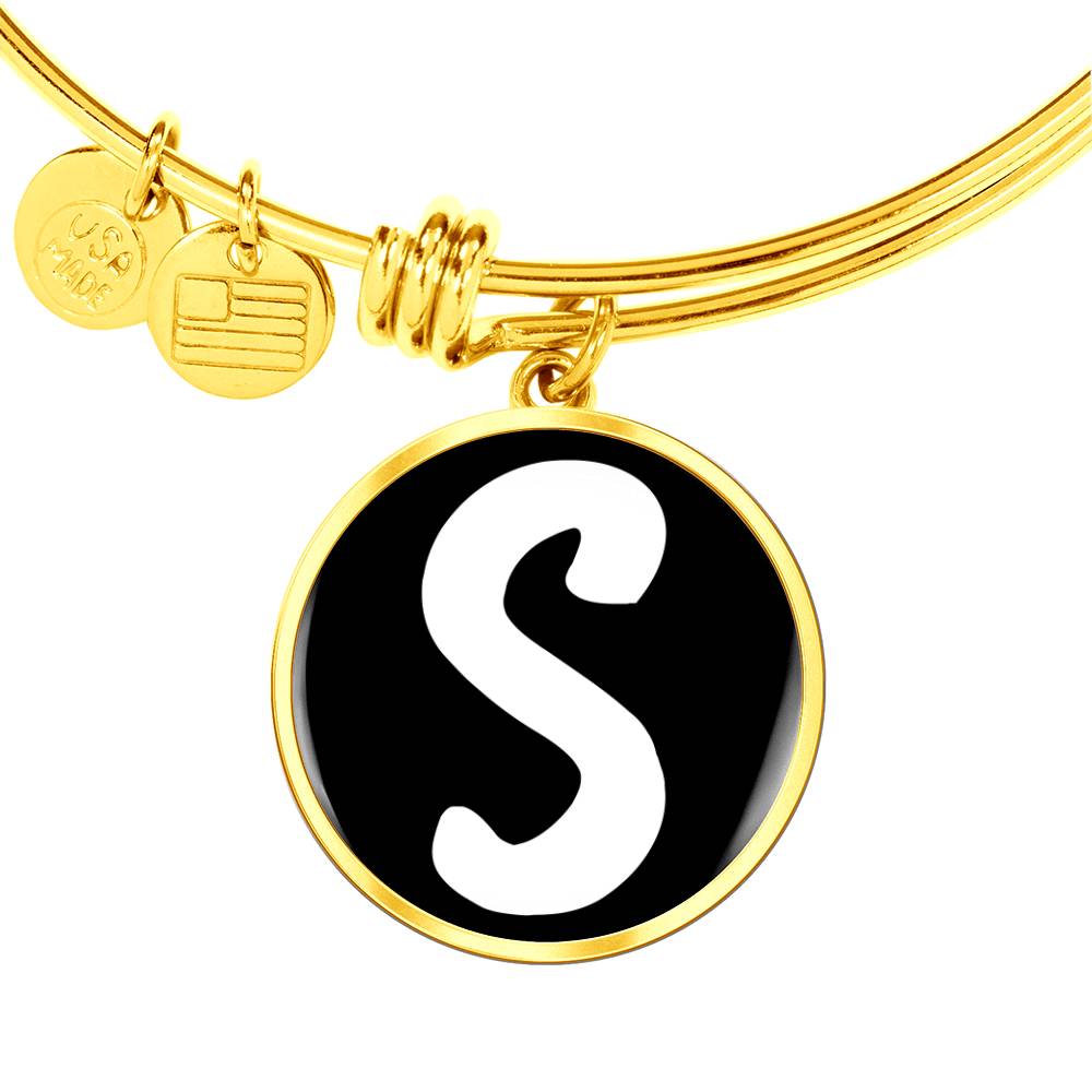 Initial S v3b - 18k Gold Finished Bangle Bracelet