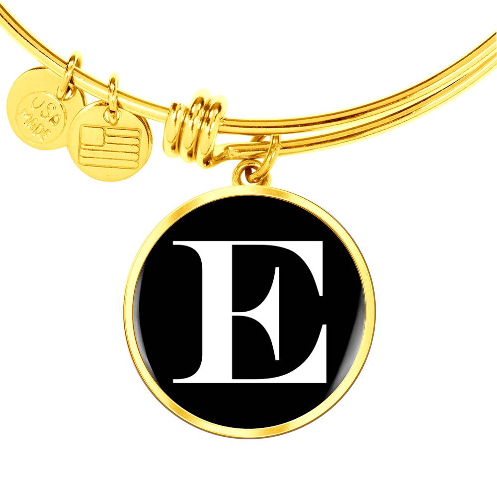 Initial E v3a - 18k Gold Finished Bangle Bracelet