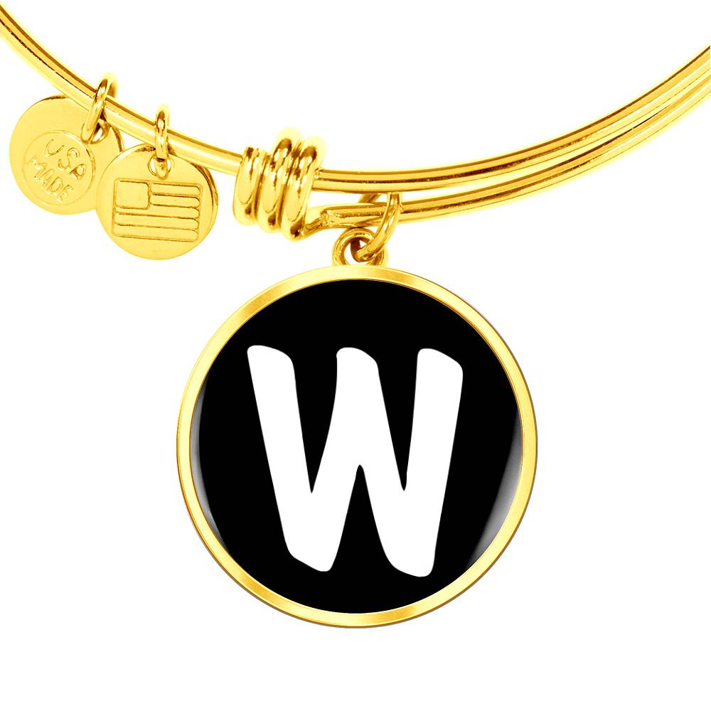 Initial W v3b - 18k Gold Finished Bangle Bracelet