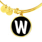 Initial W v3b - 18k Gold Finished Bangle Bracelet