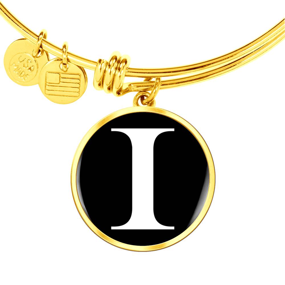 Initial I v3a - 18k Gold Finished Bangle Bracelet