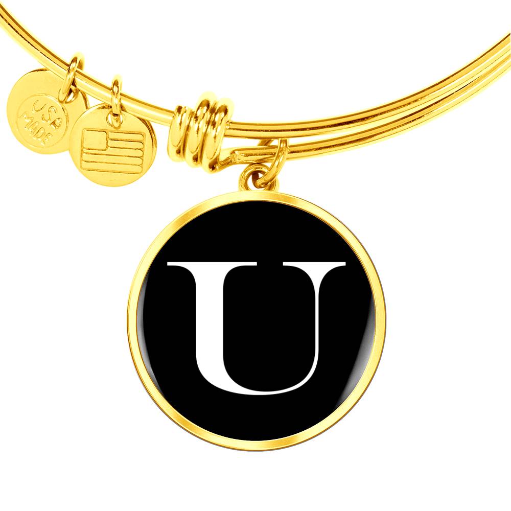 Initial U v3a - 18k Gold Finished Bangle Bracelet