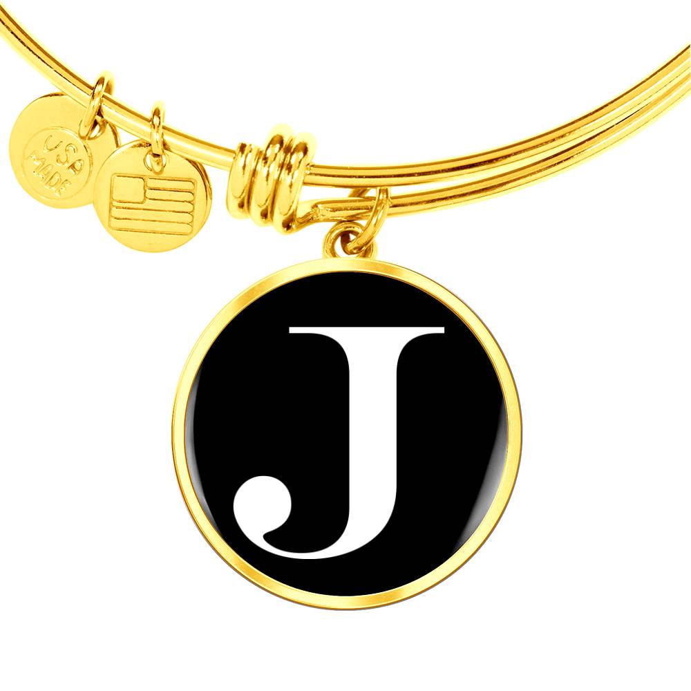 Initial J v3a - 18k Gold Finished Bangle Bracelet