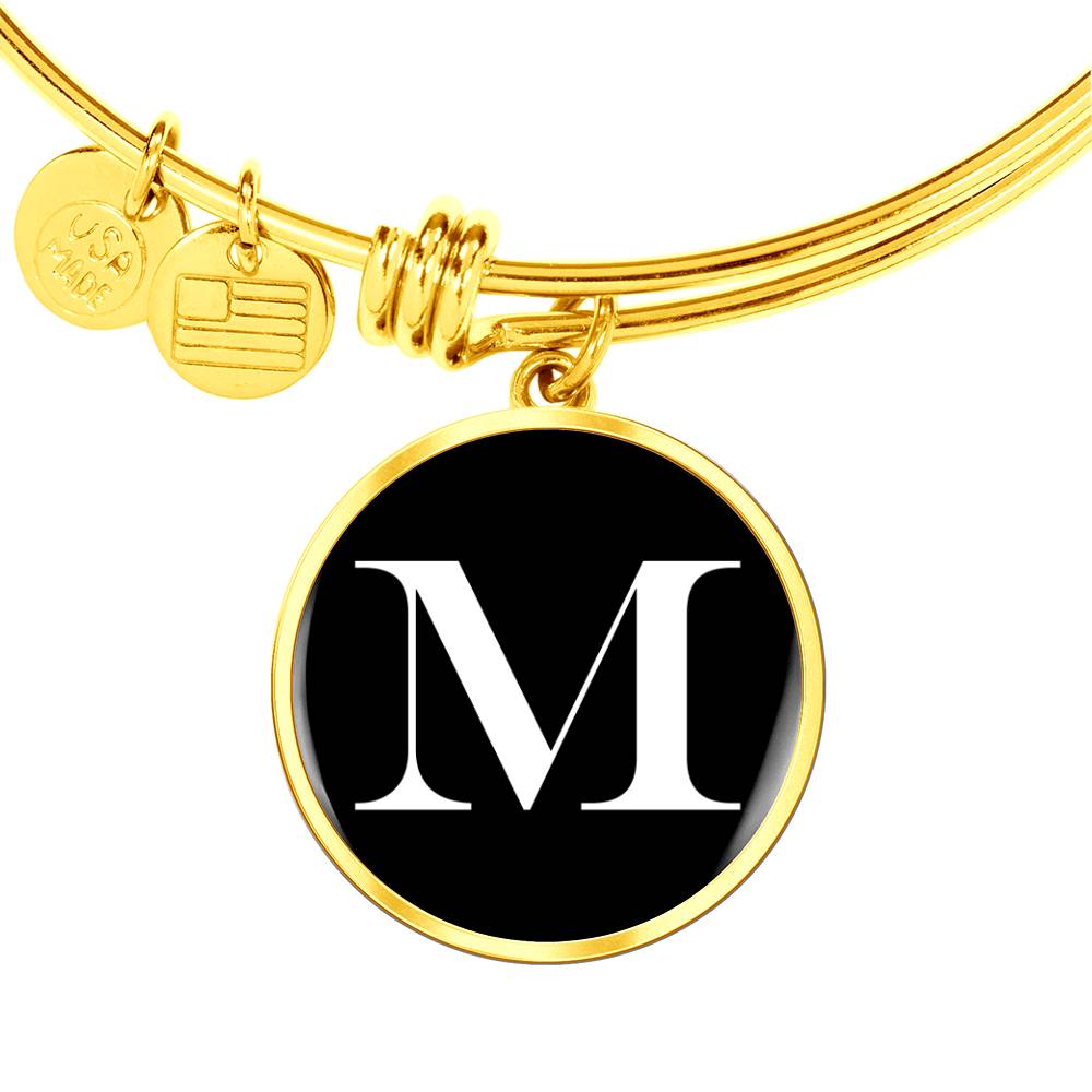 Initial M v3a - 18k Gold Finished Bangle Bracelet