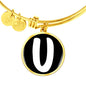 Initial U v3b - 18k Gold Finished Bangle Bracelet