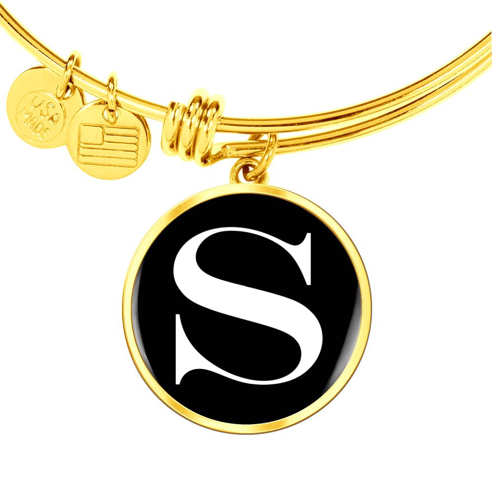 Initial S v3a - 18k Gold Finished Bangle Bracelet