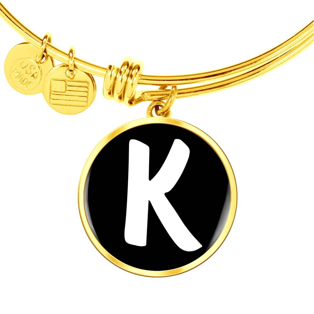Initial K v3b - 18k Gold Finished Bangle Bracelet