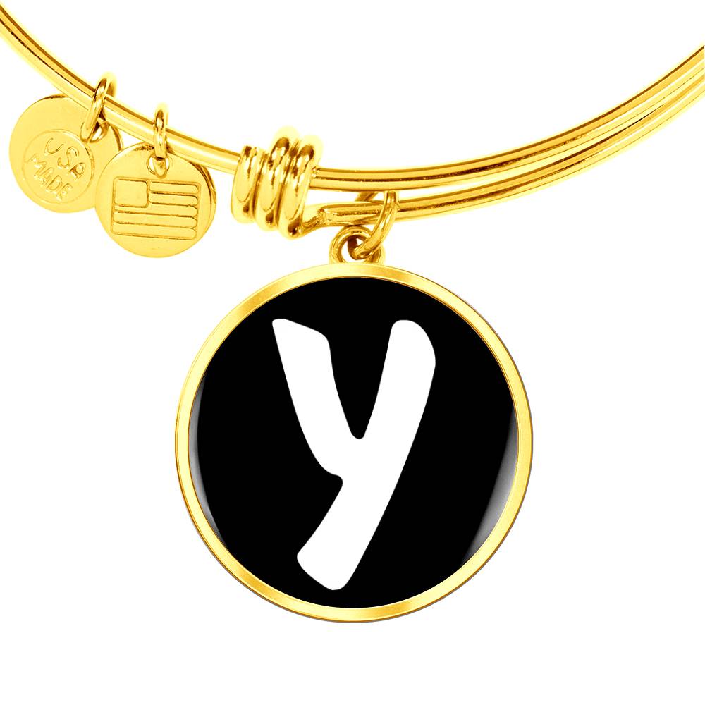 Initial Y v3b - 18k Gold Finished Bangle Bracelet