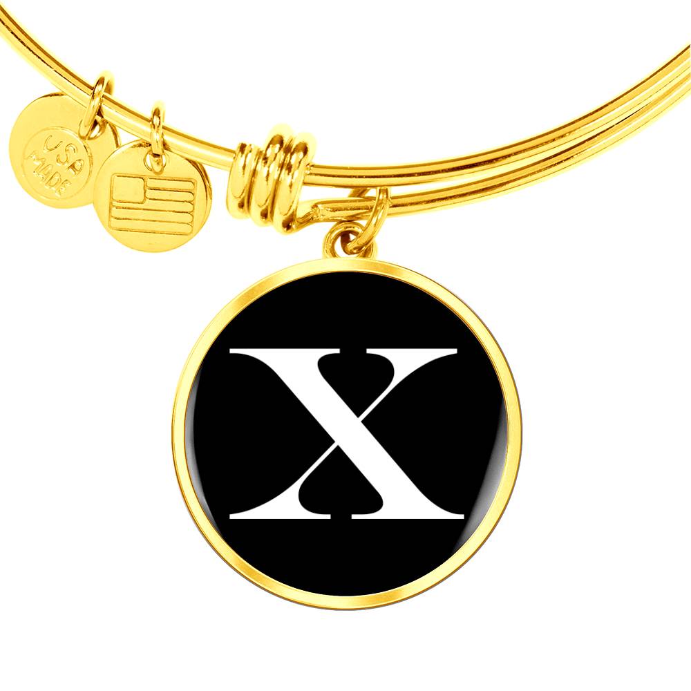 Initial X v3a - 18k Gold Finished Bangle Bracelet