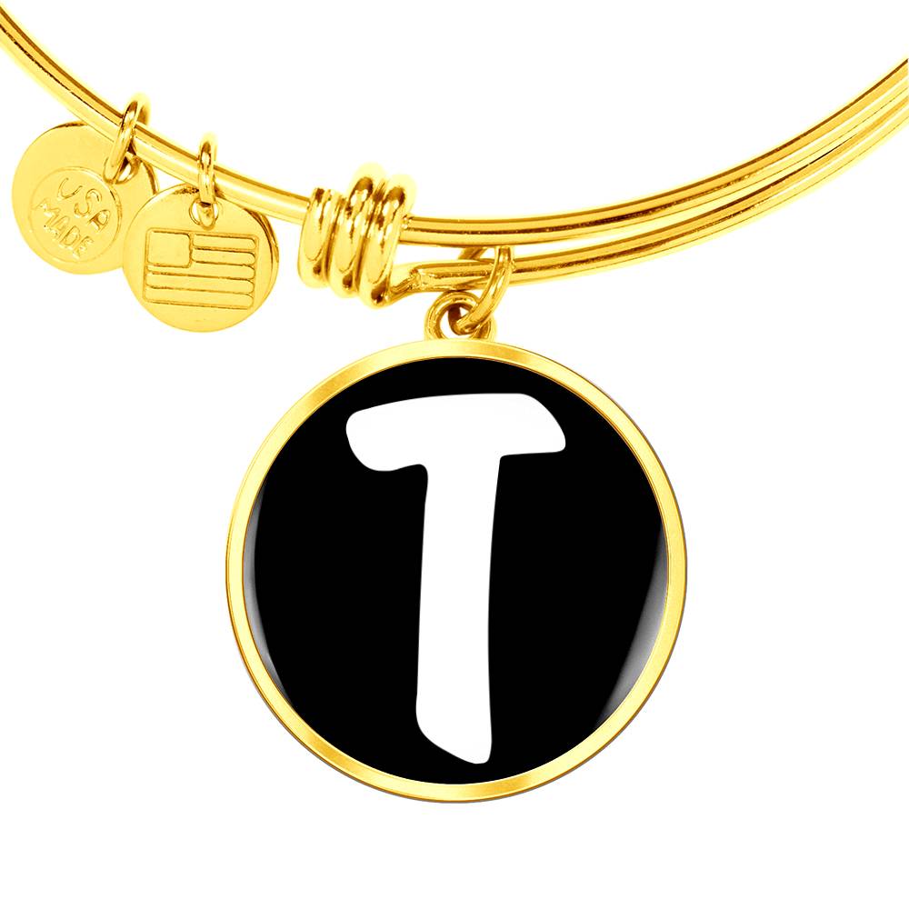 Initial T v3b - 18k Gold Finished Bangle Bracelet