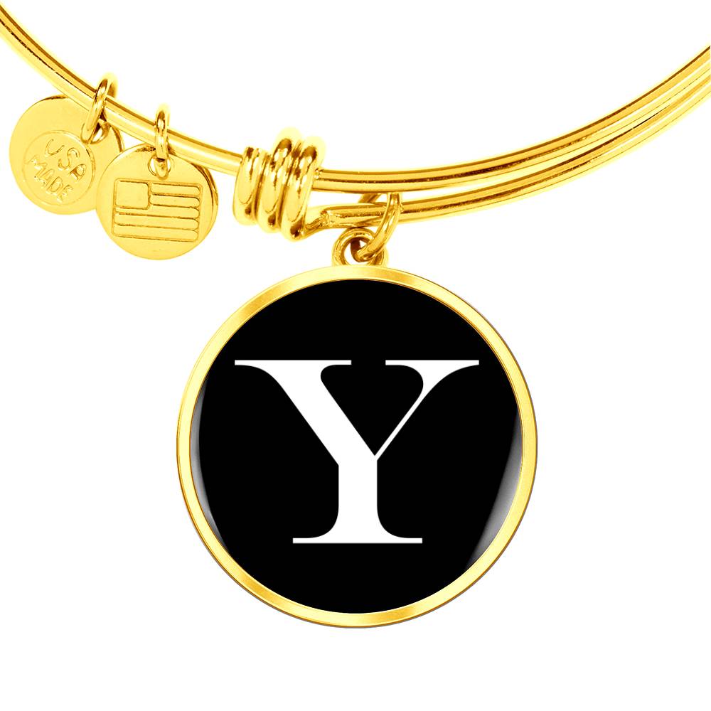 Initial Y v3a - 18k Gold Finished Bangle Bracelet