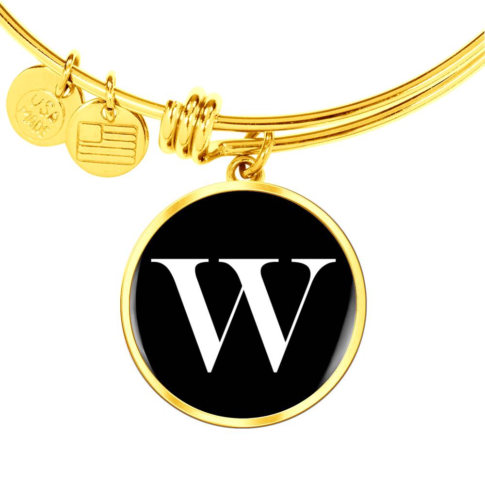 Initial W v3a - 18k Gold Finished Bangle Bracelet