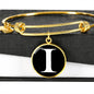 Initial I v3a - 18k Gold Finished Bangle Bracelet