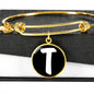 Initial T v3b - 18k Gold Finished Bangle Bracelet